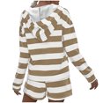 thumbnail image 3 of Wdfiry Two Piece Outfits for Women Hoodie Short Stripe Lounge Sets Drawstring Short Sleeve Sweatsuits Hooded Top and Shorts, 3 of 6