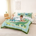 thumbnail image 2 of Metsweet Cartoon Dinosaur Stegosaurus Duvet Cover Queen, Volcano Desert Cactus Queen Bedding, Blue Green,3-Piece,1 Duvet Cover and 2 Pillowcases, 2 of 6
