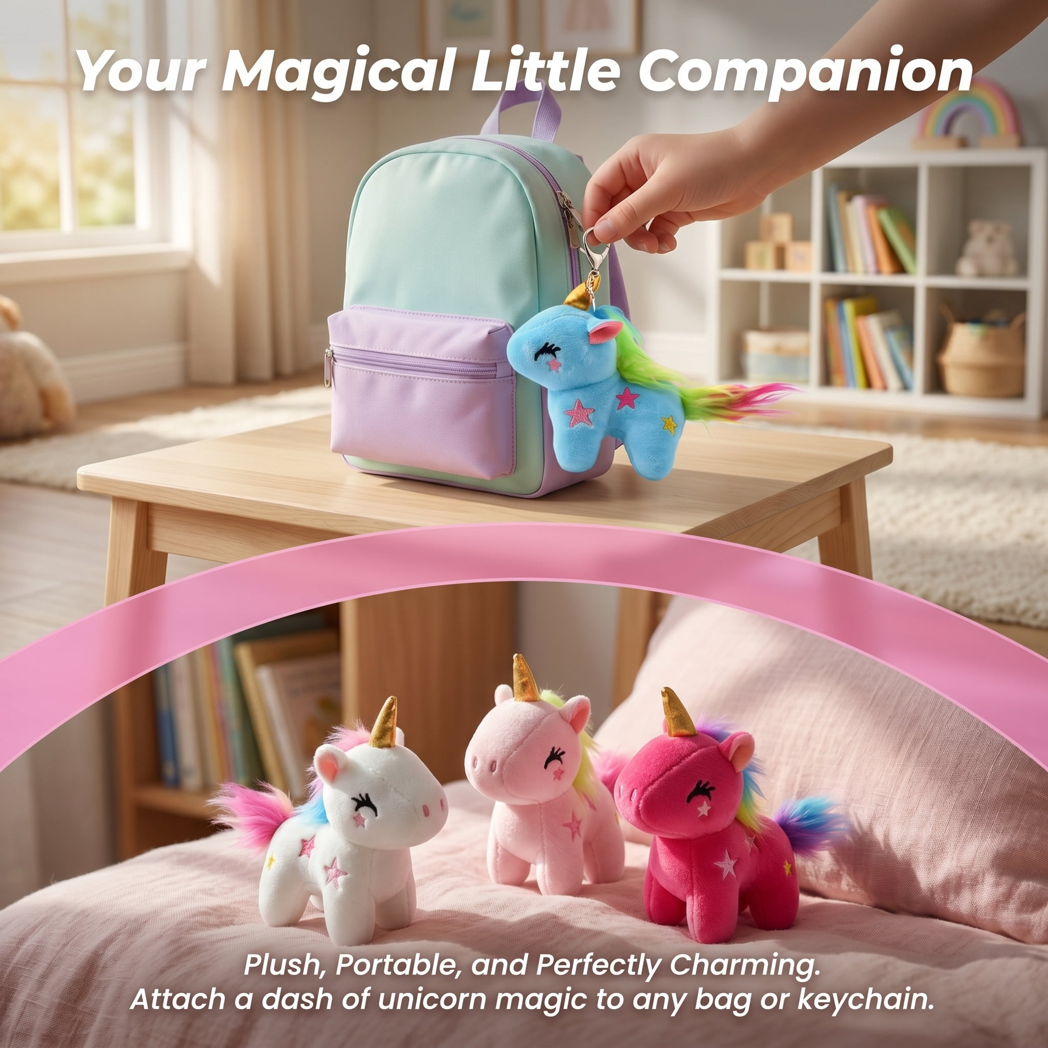 DOLIZU Unicorn Stuffed Animal 6.3'' Cute Soft Unicorn Plush Toy, Cute Unicorn Plush Charm.