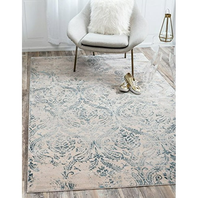 Unique Loom Paris Collection Pastel Tones Traditional Distressed Blue Area Rug (10' 0 x 13' 0)