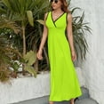 thumbnail image 6 of Bitter Lime Neon Green Yellow Solid Color Dress Fashion Boho Beach Long Dresses Female Party Printed Maxi Dress, 6 of 9