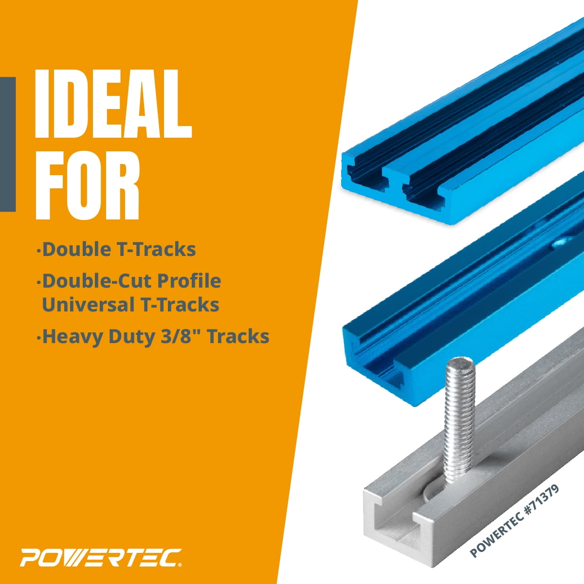 POWERTEC 4PK 5-1/2" L x 1-1/8" W T-Track Hold Down Clamp, T Track Clamps for Woodworking, 71168-P2