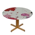 thumbnail image 3 of nygtbtfer Red Pink Flower Round Fitted Table Covers with Elastic Edge, Outdoor Tablecloths  Spring Summer Botanical White Patio Table Covers for Parties Decor 38-42, 3 of 8