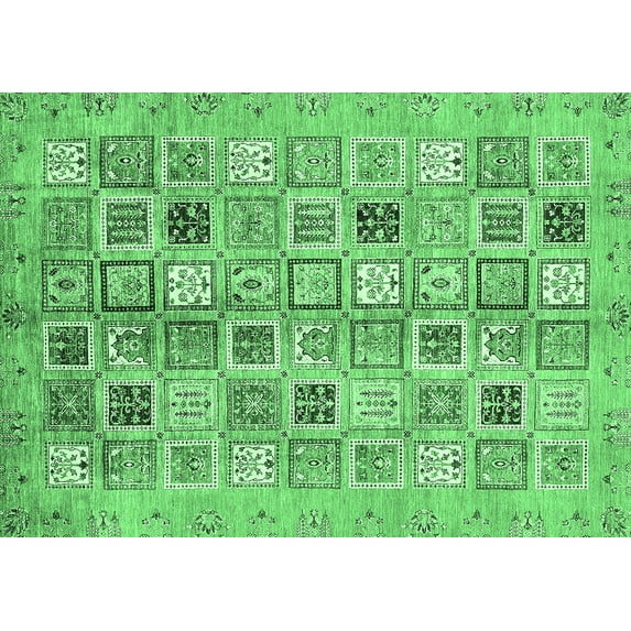 Ahgly Company Indoor Rectangle Abstract Emerald Green Modern Area Rugs, 8' x 10'