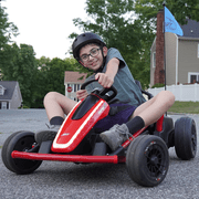 Joyracer 24V 14Ah Kids Electric Go Kart with Remote Control, 3 Speed Modes 5–10 MPH, 2 * 200W Motors, Metal Frame Ride on Toys Drift Kart for Big Kids, Music & Bluetooth, Black