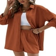 thumbnail image 2 of Trendy Button Down Shirt and Shorts Set for Women, 2 of 6