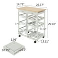 thumbnail image 3 of 3-Tier Moveable Kitchen Storage Cart With Wheels, PKWQ730-1 Wire Rolling Cart Multifunction Utility Cart Kitchen Storage Cart on Wheels, With Two Drawers & Two Wine Racks & Three Baskets White, 3 of 5
