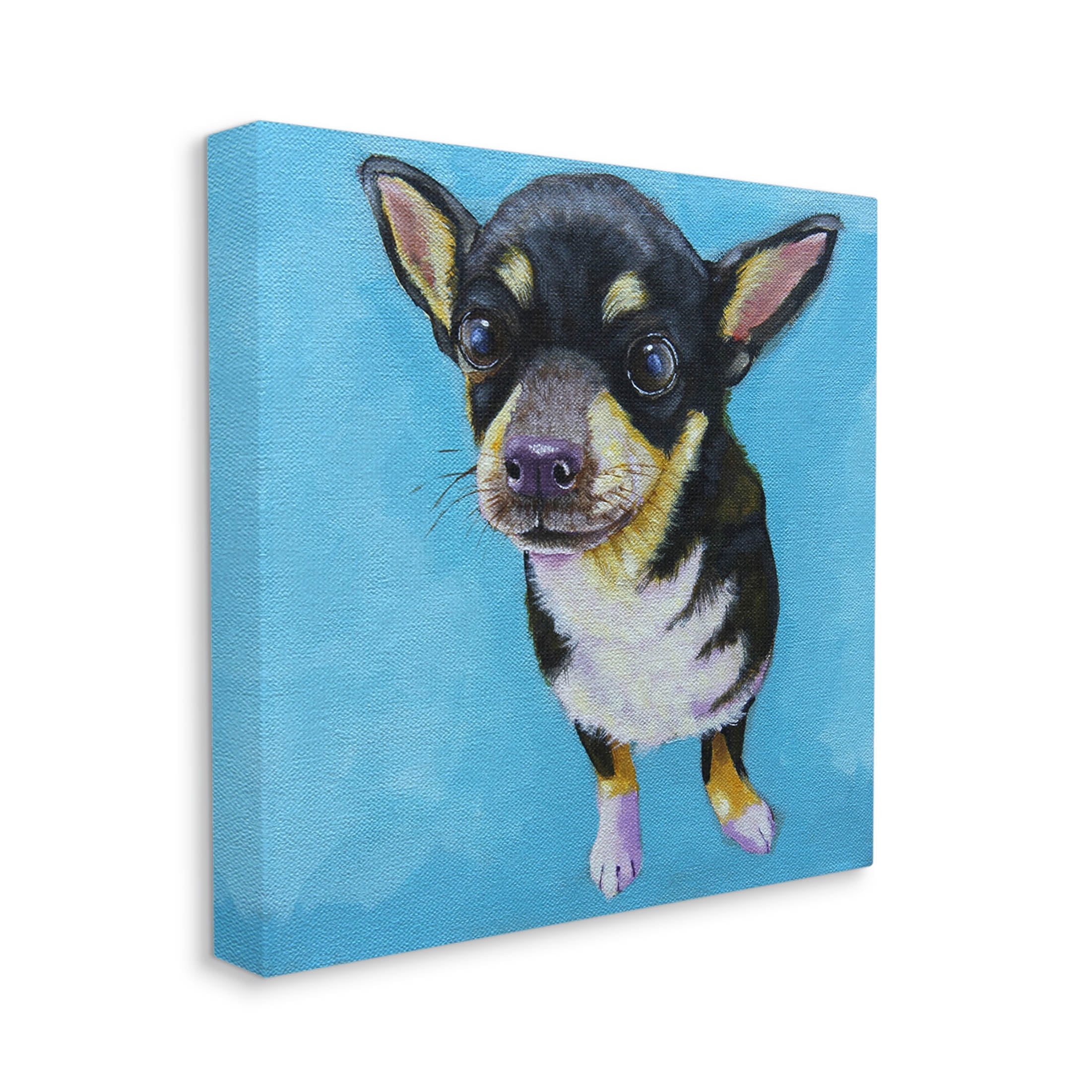 Stupell Industries Blue Vivid Chihuahua Dog Painting Gallery Wrapped Canvas Print Wall Art, Design by Lucia Stewart