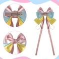 thumbnail image 3 of JoyBowie 4pcs 12 Inch Pastel Satin Hair Bows for Girls, 5 Inch Ribbon Clips for Kids Party Daily Hairstyles, 3 of 10