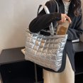thumbnail image 4 of Bolsa de hombro de moda acolchados de algodón de compras para mujer (Plata) Likrtyny Para Estrenar, 4 of 9
