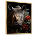 thumbnail image 2 of Designart "Vibrant Portrait of a Rhinoceros" Animals Floater Framed Canvas Print, 2 of 7
