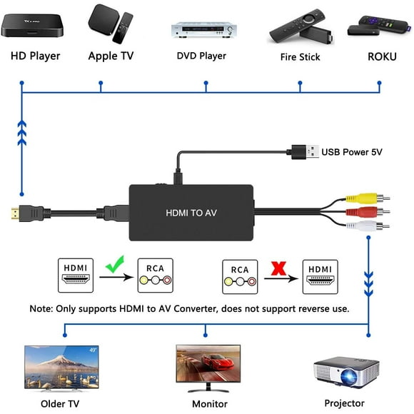 Dingsun HDMI to AV Converter HDMI to RCA Adapter HDMI to Older TV Adap Dingsun NA
