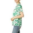 thumbnail image 5 of INSPIRE CHIC Women's Blouse Floral Ruffled Short Sleeve Ruffle Neck Casual Blouses M Green, 5 of 9