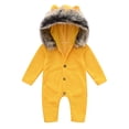 thumbnail image 1 of AherBiu Baby Thermal Hooded Rompers Thick Cotton Jumpsuits Infant Newborn Fall Winter Bodysuits Solid Color, 1 of 7