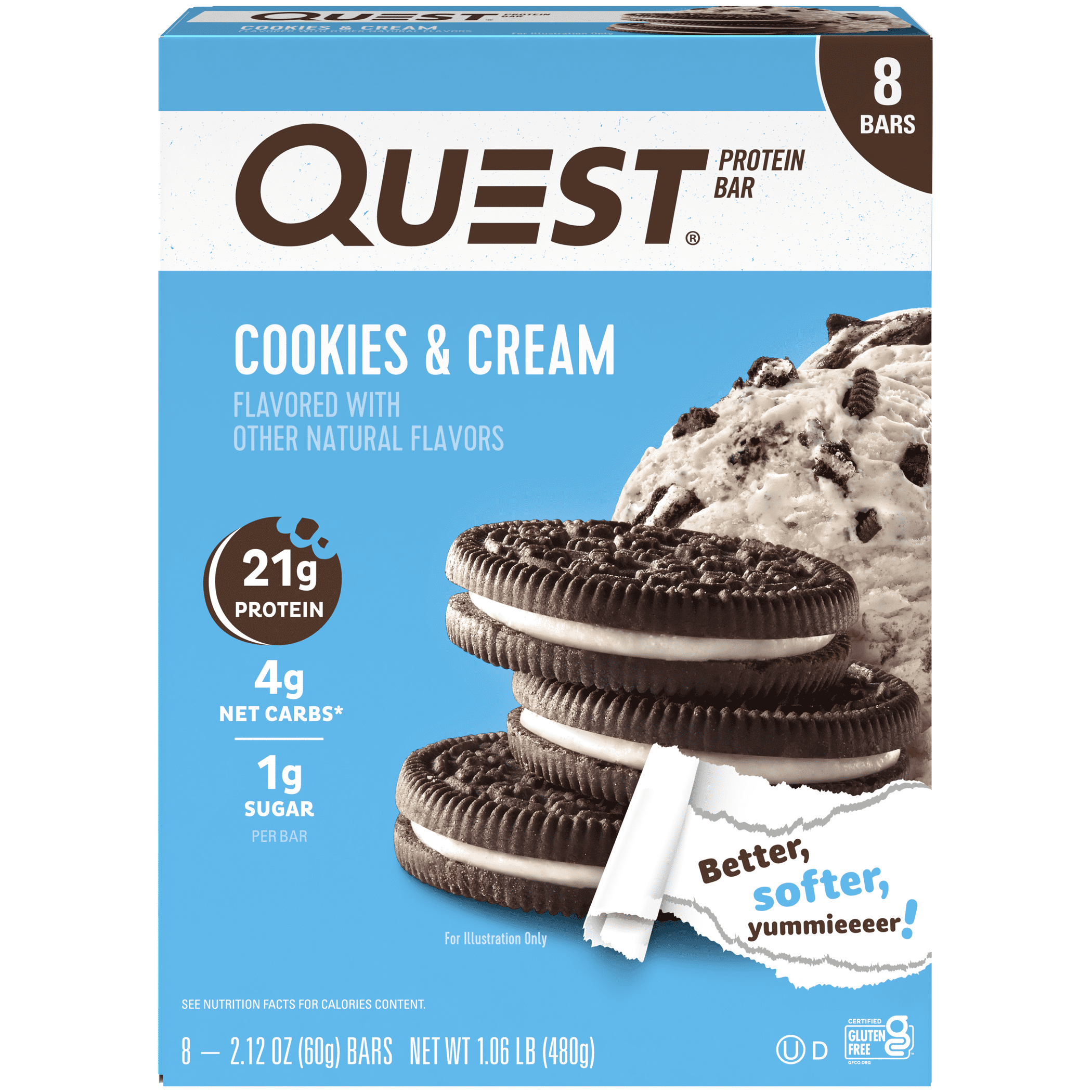 Quest Protein Bar, High Protein, Low Carb, Cookies & Cream, 8 Pack