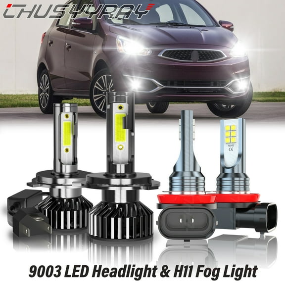 For Mitsubishi Mirage 2014 2015 2016- 4x LED Headlight Fog Light Bulbs Combo Kit Super Bright White