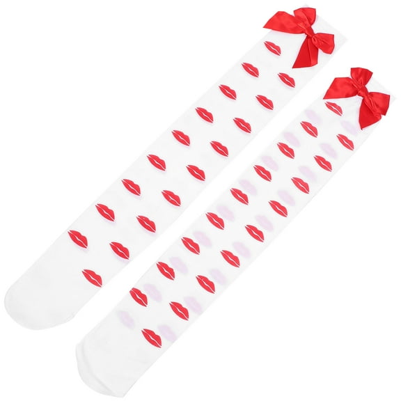 FRCOLOR Fashionable Bow Design Women's Over Knee Stockings Thigh High Socks Made of Polyester Multi Color Fits All Day Comfort 1 Pair