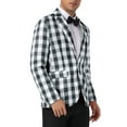 thumbnail image 4 of INSPIRE CHIC Men's Suit Gingham Plaid Single Breasted Regular Fit Notched Lapel Blazer M Black White, 4 of 5