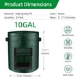thumbnail image 3 of 10 Gallon 3-Pack Potato Grow Bags,Heavy Duty PE Fabric Pots with Flap and Handles,Green Planter Bags for Potato Vegetables Outdoor Garden,Large for All Plants Growing, 3 of 7