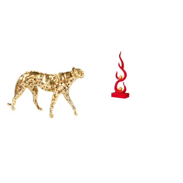Figura de guepardo,Figura de guepardo dorado,adorno de escritorio moderno,Escultura abstracta de fuego,Estatua de arte abstracto para decoración del hogar,Escultura de fuego