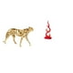thumbnail image 1 of Escultura de con llama dorada, figura de resina de animal, centro de mesa moderno, adorno abstracto de fuego para decoración de oficina y, 1 of 8