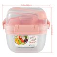 thumbnail image 2 of Salad Container Leakproof Salad Bento Box with 3 Compartments Tray Reusable Salad Lunch Box with Salad Dressing Cup Bento Salad Bowl Microwave Safe for School Work Picnic Trips, 2 of 9