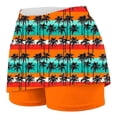 thumbnail image 6 of Feancey Golf Skirts for Women with Shorts Plus Size Casual Workout Skorts 2 Pockets Flower Printed Tennis Mini Skirt Active High Waist Running Skort Orange 3XL, 6 of 6