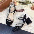 thumbnail image 5 of ShiShine Women's Chunky High Heel Sandal Ankle Strap Open Toe Dress Shoes Bridesmaid Wedding Block High Heels, 5 of 8