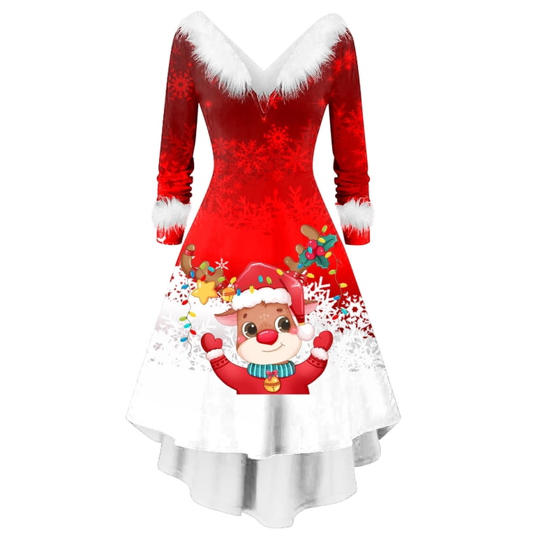 Women's Fashion Christmas Plush Long Sleeved V-Neck Irregular Dresses, Festive Fall and Winter Party Wear with Unique Design, Cozy and Elegant,Multicolor,XL - Walmart.com Women's Fashion Christmas Plush Long Sleeved V-Neck Irregular Dresses, Festive Fall and Winter Party Wear with Unique Design, Cozy and Elegant,Multicolor,XL - Walmart.com