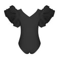 thumbnail image 3 of Lilgiuy Women Trendy Charming Casual Solid Color Ruffle Short Sleeve V-Neck Backless Slimming Bodysuit for Tennis Golf, 3 of 4