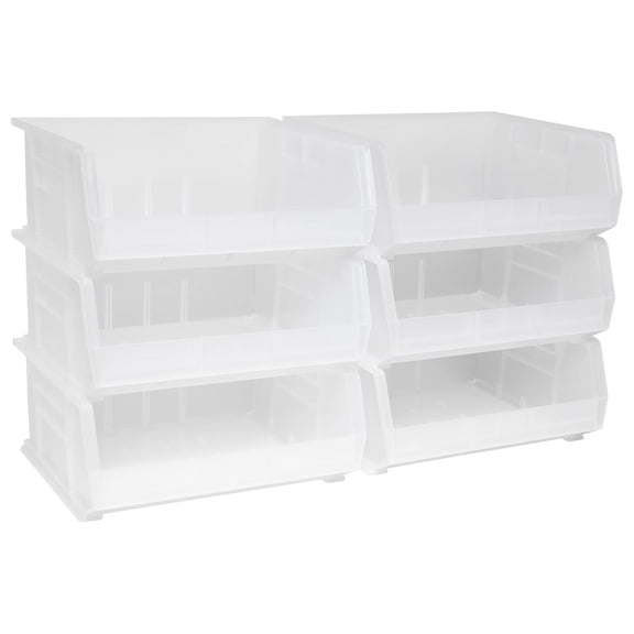 Akro-Mils 6 Pack AkroBins Plastic Storage Bins, Space-Saving Organizers, Clear