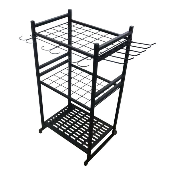 Organizador de herramientas de jardín resistente de 3 niveles, de acero al carbono, soporte esencial para herramientas de jardín, para garaje, para