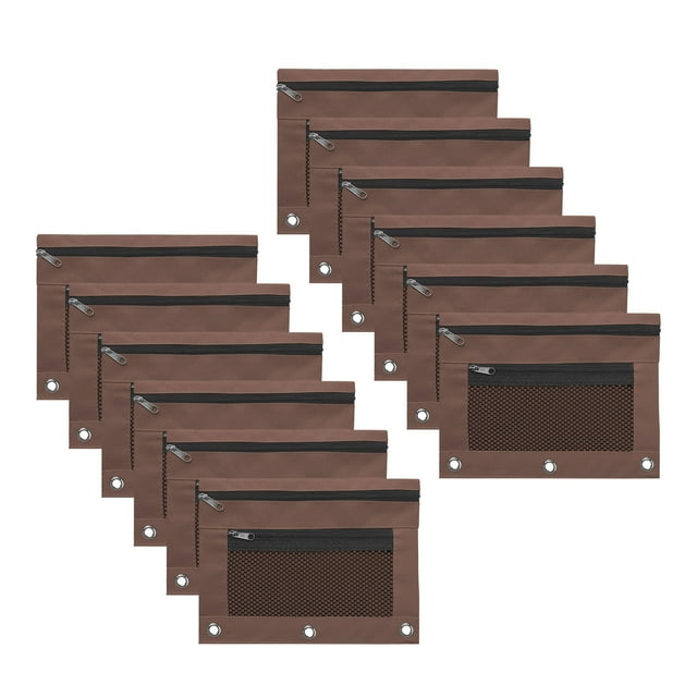 QTOCIO 12pc Cloth Eyelet Binder B5 Office Storage File Bag With Three Holes And Zipper Pen Bag