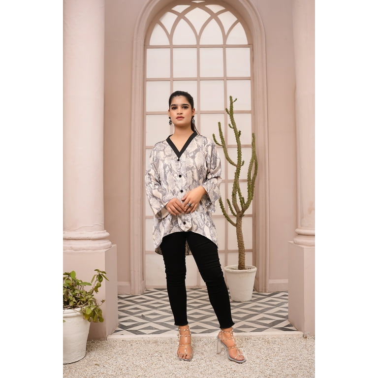 IshDeena Satin Silk Tunic Tops for Women - One Piece Short Kurti, Indian  Pakistani Fusion Design, Perfect for Office & Casual Wear 