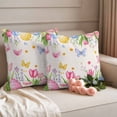 thumbnail image 2 of Spring Floral Easter Outdoor Waterproof Pillow Covers, Pastoral Pink Tulip Flowers Eggs Decorative Square Throw Pillowcase Sofa Cushion Sham for Patio/Couch/Chair, 20"x20" 2 Pack, 2 of 8