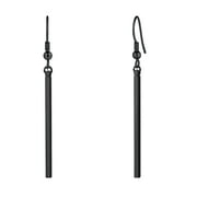 FOCALOOK Black Dangle Earrings for Women Minimal Long Thin Drop Matte Square Stick Pillar Vertical Bar Earrings