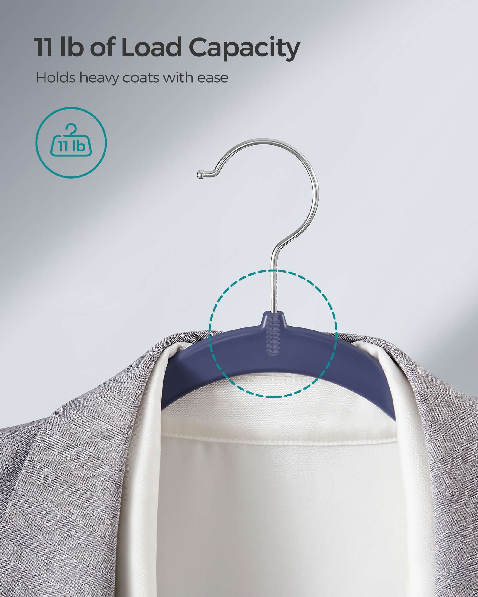50-Pack Space Saving Plastic Hangers with 360° Swivel Hooks, 0.2 Inch Slim Closet Organizers for Coats Shirts Pants, Dark Blue Ash and Light Blue Ash