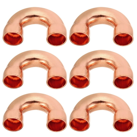 Uxcell 3/8" ID Copper Pipe Fittings, 6 Pcs 180 Degree Return Bend Copper Pipe Sweat Welding Solder Connection for HVAC
