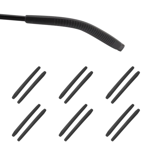Uxcell 6 Pairs Eye Glass Replacement Temples, Silicone Anti-Slip Eyeglass End Tips Glasses Retainers Fits 2x2mm for Square Thin Metal Eyeglass Sunglasses Temple, Black
