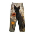 thumbnail image 5 of Daiia Black Cat in Wildflowers Women's Sleep Pant with Pockets and Drawstring,Pajama Pants-Small, 5 of 9