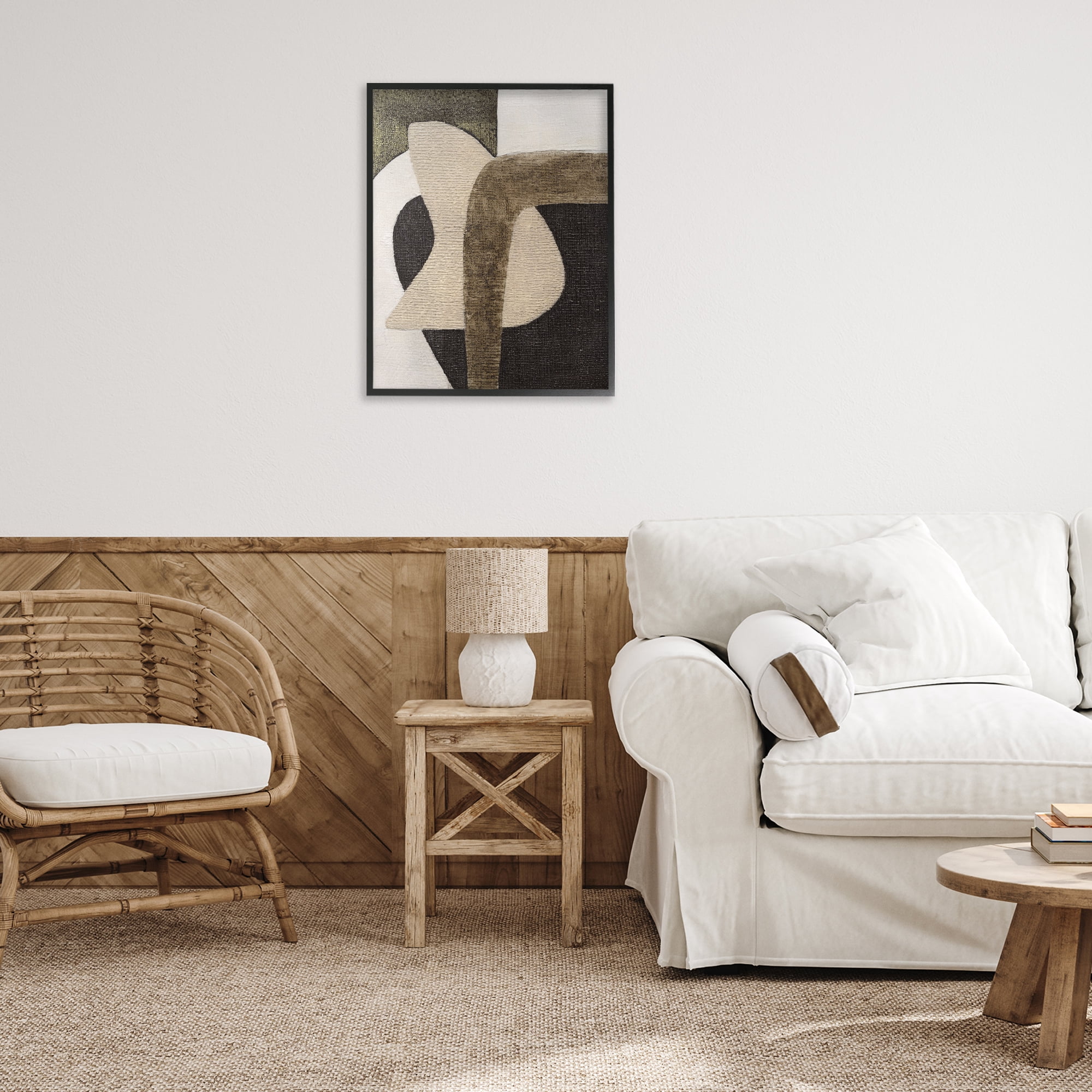 Stupell Industries Boho Modern Shape Pattern Abstract Painting Black Framed Art Print Wall Art, 24 x 30