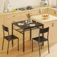 thumbnail image 6 of Dining Table Set for 2, Lofka Kitchen Table with Storage Rack and Middle Back Chairs for Small Spaces, Black, 6 of 8