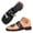 Black, variant on Womens Flat Sandals Square Open Toe Slip on Strappy Slides Comfortable Summer Beach Slippers Bridal Wedding Dress Shoes Black Size 9.5