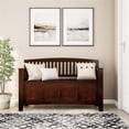 thumbnail image 2 of Linon Cynthia Wood Storage Bench FlipTop Slat Back & Side in Walnut Brown Finish, 2 of 19