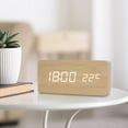 thumbnail image 1 of Reloj Despertador digital perfecl LED grande madera USB termómetro, 1 of 8