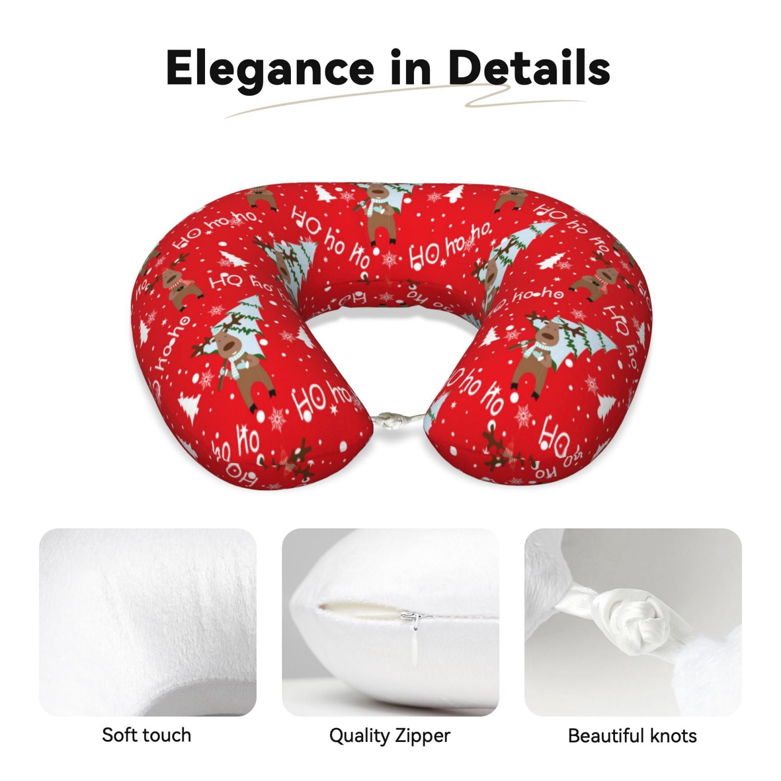 Xecao Christmas Deer 1 Print Memory Foam Cervical Neck Pillow Versatile U-Shaped Pillows for Home,Office,Camping,Travelling,Soft Washable Cover