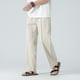thumbnail image 1 of Pantalones largos para hombre, color liso, cintura elástica, tubo recto, cordón ajustable, bolsillo, pantalones casuales para hombre, 1 of 5