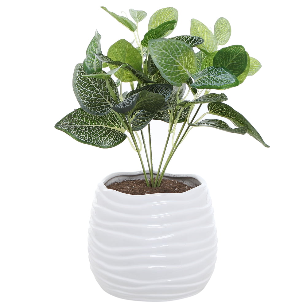 5.5 Inch White Ceramic Wavy Design Plant Flower Planter