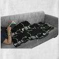 thumbnail image 6 of Skeleton Soft Flannel Fleece Throw Blanket, Simple Monochrome Pattern of Pointing Funny Spooky Halloween, Cozy Plush for Indoor and Outdoor Use, 70" x 90", Charcoal Grey and White, by Ambesonne, 6 of 6