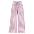 thumbnail image 5 of BODOAO Women's Floral Wide Leg Pants, Casual Summer Elastic Waist Lightweight Palazzo Trousers with Soft Draped Fabric, Loose Relaxed Fit and Pull On Design Shape Light Pink S, 5 of 6